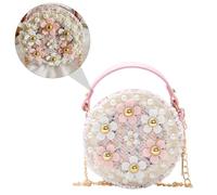 SUPVOX Paquet Bandoulière pour Filles Chaîne Paquet à Main Rond Fleur Décoratif Taille Petite Couleur Rose pour Fêtes Anniversaires et Sorties Matériau Solide