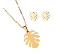 SUPVOX Parure Bijoux Monstera Feuilles en Alliage Doré, Boucles D'oreilles Légères et Collier Délicat, Présent Finition Soignée et Réutilisable