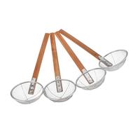 SUPVOX Passoire Araignée Asiatique 4pcs en Acier Inoxydable avec Manche en Bois, Écumoire de Cuisson Polyvalente Facile à Nettoyer Cuisine et Friture
