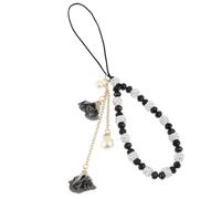 SUPVOX Pendentif de Téléphone en Cristal Fleur Décorative Noire, Dragonne Courte Antidérapante pour Usage Quotidien et Protection la Perte Couleur Aléatoire
