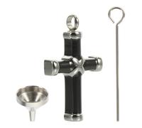 SUPVOX Pendentif Urne pour Cendres D’Animaux en Acier Inoxydable Croix, Coffret Commémoratif Portable 3 Pièces, Collier Mémorial pour Chiens et Souvenirs Funéraires