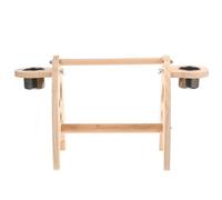 SUPVOX Perchoir en Bois Naturel pour Perroquet Mangeoire Intégrée, Support Stable de Bureau, Décoratif et Plateforme D’entraînement pour Oiseaux, Accessoire Multifonction pour Cage