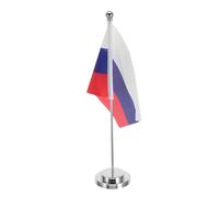 SUPVOX Petit Drapeau de Pays Russe en Polyester Hampe en Fer, Décoration de Drapeau de Célébration Élégante pour Bureau et Festivals, Bannière Robuste Facile à Installer