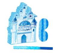 SUPVOX Pinata Château de Noël Glace Porte-bonbons Suspendu Hiver avec Bâton et Cache-yeux Décoration Princesse pour Jeux Anniversaire Garçon Fille