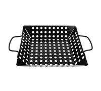 SUPVOX Plaque de Barbecue Antiadhésive Carrée 23 Cm en Acier au Carbone Noir Trous D’égouttage, Bac de Récupération D’huile pour Barbecue Extérieur, Poêle à Griller pour Légumes