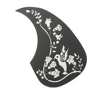 SUPVOX Plaque Guitare Folk Bois Décorative Protection Rayures avec Motif Oiseau Gravé Noir Argenté