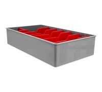 SUPVOX Plateau à Monnaie à 5 Compartiments Rouge 2 Séparateurs Amovibles, Caisse à Plusieurs Grilles en Plastique Solide, Tiroir-caisse pour Petites Entreprises et Points de Vente,