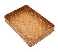 SUPVOX Plateau de Rangement Tressé la Main, Petit Plateau Rectangulaire en Rotin Naturel, Panier à Fruits Polyvalent Cuisine et Bureau, Support de Service Rustique et Décoratif, Panier