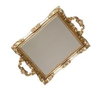 SUPVOX Plateau Décoratif en Résine Sculptée Vintage Doré Miroir, 1 Pièce, Style Nordique Rétro, Plateau de Rangement pour Mariage et Parfum, Accessoire Photo Élégant pour Décoration