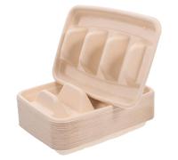 SUPVOX Plateaux Porte-tacos Jetables en Pâte à Papier 25 Pièces, Boîtes D’emballage Compartimentées pour Tacos Croustillants, Emballage Écologique pour Fêtes et Restauration Rapide