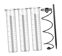 SUPVOX Pluviomètre en Verre avec Piquet Spiralé pour Jardin Et Extérieur, Lot De 3 Set De Pièces avec 2 Tubes De Remplacement, 7 Pouces, Double Échelle, Fixation Clou en Fer Robuste