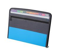 SUPVOX Pochette de Classement A4 à Soufflets 13 Compartiments Bleu avec Double Fermeture Éclair, Organisateur de Fichiers Multifonction pour Bureau, École et Voyage, Dossier Extensible
