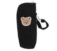 SUPVOX Pochette Isotherme pour Bouteille de Boisson en Coton avec Doublure Aluminium, Manchon Isotherme Noir Compact pour Biberon, Chauffe-Lait Maternel Portable Crèche et Sorties