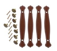 SUPVOX Poignée de Bagage en Cuir Marron, Lot de 4, Alliage de Zinc