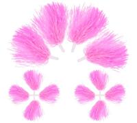 SUPVOX Pompons Cheerleading 12 Pièces en Plastique Léger 30g, Accessoires D'équipe de Danse Rose Vif Poignée Manuelle, pour Performances Sportives, Événements et Entraînements