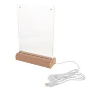 SUPVOX Porte-Affiche de Table en Acrylique Transparent 8 Pouces avec Support en Bois, Cadre Photo Bureau pour Menu, Présentoir Affiche Menu, Accessoire Déco Intérieur