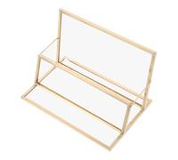SUPVOX Porte-cartes de Visite en Laiton et Verre Doré pour Bureau, Support Rectangulaire Moderne et Vintage, Évite le Glissement, pour Bureau et Exposition