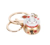 SUPVOX Porte-Clés Chat Fortune Maneki Neko en Métal Doré Cloche Pendentif Décoratif Fleur de Cerisier Japonais Accessoire pour Paquet à Main et Porte-Clés Présent Original et Amulette