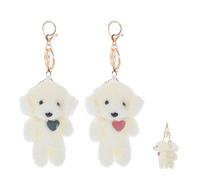 SUPVOX Porte-clés Chien en Peluche Moelleux pour Femmes Et Filles, Lot De 2 Petits Porte-clés Chiot Doux Breloques Cœur Rose Et Vert, Accessoire Paquet à Dos Et Clés