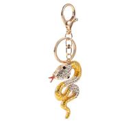 SUPVOX Porte-Clés Serpent en Métal Doré 127 CM Orné de Cristaux 3D Accessoire Zodiaque Année du Serpent Porte-Clés Mignon pour Clés Paquet et Portefeuilles Symbole Chance et