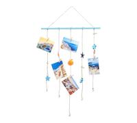 SUPVOX Porte-Photo Mural Décorative de Coquillage Style Marin Cadre Photo Suspendu en Bois Léger Taille pour Photos et Cartes Postales Décoration Murale Maison Pratique