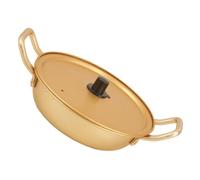 SUPVOX Pot de Cuisson Aluminium Doré avec Couvercle et Double Poignée pour Nouilles Ramen Coréennes Cuisson Soupe et Lait Pot de Cuisine Multifonction Portable pour Camping et Maison