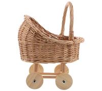 SUPVOX Poussette en rotin Naturel pour poupée : et Trotteur en Osier pour poupée - Panier à Fleurs tressé en Forme de Poussette - Jardinière pour Accessoire Photo et Jeu d'imagination