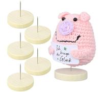 SUPVOX Présentoir de Poupées en Feutre Animalier Socle en Bois Rond 5 CM Épaisseur 1 CM Lot de 6 set de Supports à Aiguilles pour Feutrage Aiguilleté Accessoire D’Exposition Artisanal