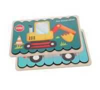 SUPVOX Puzzle Bois Éducatif pour Garçon Fille Ans Set Excavatrice et Voiture de Police Éveil Sécurisé avec Formes à Barres Apprentissage et Reconnaissance des Couleurs Cadeau Garçon