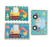 SUPVOX Puzzle Bois Éducatif pour Garçon Fille avec Voiture de Police et Excavatrice Montessori Sécurisé sans Bavures Apprentissage des Couleurs et Raisonnement Cadeau Anniversaire et