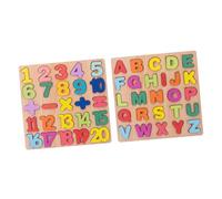 SUPVOX Puzzle Éducatif Bois Lettres et Chiffres Encastrement Montessori pour Apprentissage Précoce Développement Cognitif et Créativité des Tout Petits