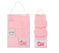 SUPVOX Rangement Suspendu en Coton Lin PE, Lot de Deux Rose | Sept Compartiments et Trois Sections, Crochet Porte-clés, Fixation Tige Corde