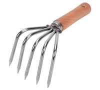 SUPVOX Râteau de Plage Dents Robuste à Main Outil de Creusage Résistant pour Coquillages Huîtres et Crabe Manche Bois pour Jardinage