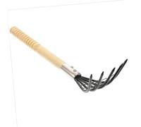 SUPVOX Râteau Palourdes Acier Inoxydable avec Manche Bois Antidérapant et Filet Outil de Creusage Plage pour Fruits de Mer Râteau de Mer et Pratique