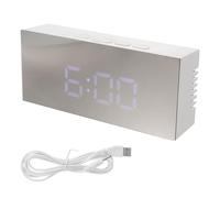 SUPVOX Réveil Numérique à Écran Miroir LED Luminosité Réglable, Réveil Multifonction Silencieux pour Chambre et Bureau, Affichage Heure, Date et Température, Alimentation USB ou Piles