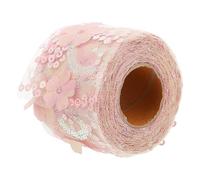 SUPVOX Ruban Voile à Paillettes Brodées 6 Cm X 10 Mètres, Ruban Décoratif à Fleurs Rose Clair, Sangle pour Loisirs Créatifs Diy, Accessoires Couture et Embellissements pour Cheveux