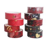 SUPVOX Rubans Washi Décoratifs pour Scrapbooking Saint-Valentin 9 Rouleaux de Rubans Adhésifs en Papier Washi Motifs Cœur Doré pour DIY Journal Intime et Emballage Présent