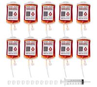 SUPVOX Sachets de Plasma Halloween 10 Pièces, Sachets à Boisson Réutilisables 350ml avec outil de remplissage, Fermoirs et Autocollants, Sacs PVC Étanches pour Soirée Vampire Zombie, Cosplay et Décora