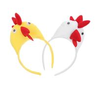 SUPVOX Serrage-tête Poulet 2 Pcs Tête de Coq Jaune et Poule Blanche 3d, Accessoires Coiffure pour Fête Déguisement Jungle et Animaux, Bandeau Cheveux Ferme Solide et Décoratif