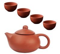 SUPVOX Service à Thé en Céramique Zisha Authentique 4 Tasses 1 Théière 600 Ml Couleur Rouge Pur Filtre Intégré Accessoire de Thé pour Maison et Voyage Théière Chinoise Résistante