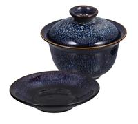 SUPVOX Service à Thé Gongfu Chinois en Céramique Couvercle et Soucoupe Bol à Thé Classique en Terre Cuite Émaillée Taille Compacte pour Maison Oolong Ensemble Pratique