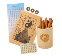 SUPVOX Set de Bâtons de Divination Chinois Bambou avec Seau et Livret Outils de Pratique Tai Chi Divination Feng Shui Traditionnel Surface Lisse et Design Vintage Accessoires pour