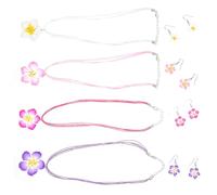 SUPVOX Set de Bijoux Camping Hawaïen 4 Pièces Boucles Oreilles Fleurs en Argile Polymère et Collier Naturel pour Fête Tropicale Élégante