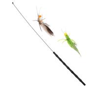 SUPVOX Set de Jouets pour Chat avec Baguette Interactive Têtes de Rechange Réalistes Silicone Plume Imitation Sauterelle avec Clochettes Kit de Taquinerie pour Intérieur