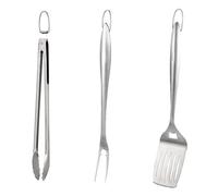 SUPVOX Set Ustensiles Barbecue Acier Inoxydable Fourchette Spatule et Pince Ergonomiques pour Grillades Extérieures Kit Portable pour Camping et Pique