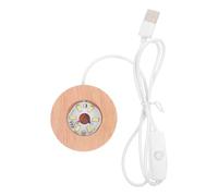 SUPVOX Socle Lumineux Rond en Bois D’hévéa 6 Cm Large et 2 Cm Épais LED Blanche Usb, Support Sphérique pour Boules de Cristal, Présentoir Décoratif pour Lampe de Chevet et Ambiance Salon