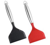 SUPVOX Spatule Cuisine Multifonction 2pcs en Silicone Alimentaire et Acier Inoxydable, Résistante la Chaleur Manche Ergonomique pour Cuisson et Pâtisserie
