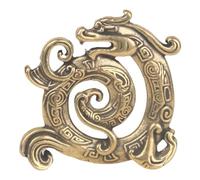 SUPVOX Statue De Dragon en Laiton Compacte 3.50X3.50X0.16In Sculpture Zodiaque Chinois Ornement De Bureau Décoration Maison Surface Lisse Finition Soignée