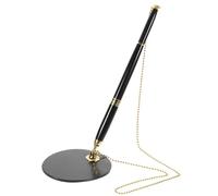 SUPVOX Stylo de Sécurité de Bureau Noir avec Chaînette Adhésive et Support Doré, Stylo Fixe pour Signature, Accessoire D'affaires Professionnel pour Banque et Fournitures de Bureau