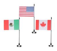 SUPVOX Support de Mât de Drapeau Arrière pour Vélo VTT 6 Pièces - Fixation Sécurisée pour Guidon 1,6-2,5 Cm - Drapeaux Américain, Canadien et Mexicain - Accessoire Visibilité